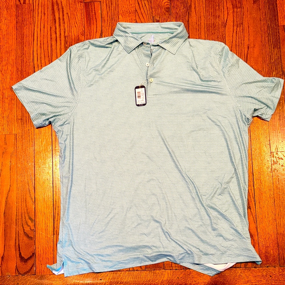 Johnnie O golf shirt NWT size XL teal and white